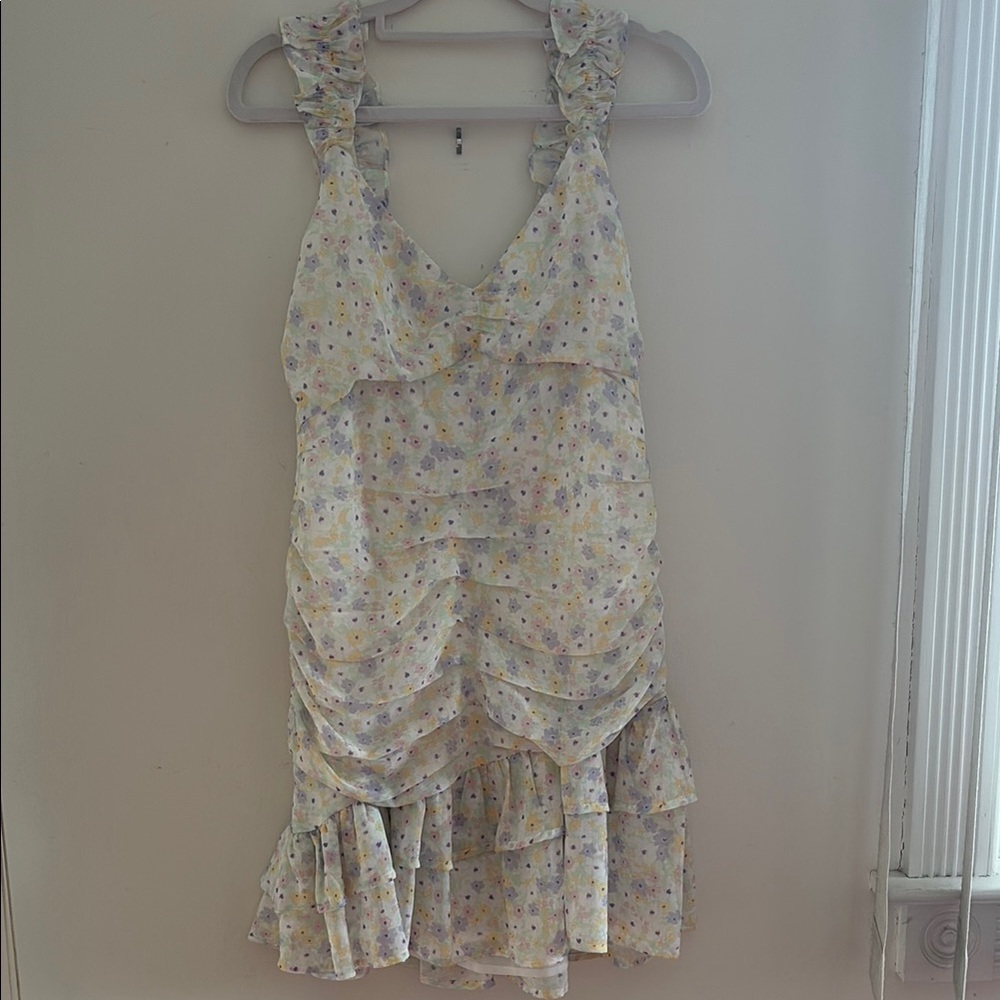 Elodie Pastel Floral Ruffle Dress - Yellow, Mint & Lilac